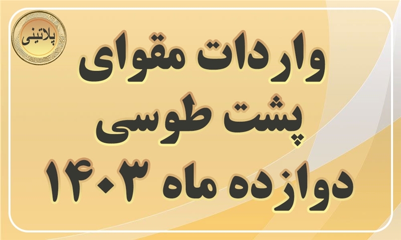 گزارش واردات مقوای پشت طوسی در دوازده ماه 1403