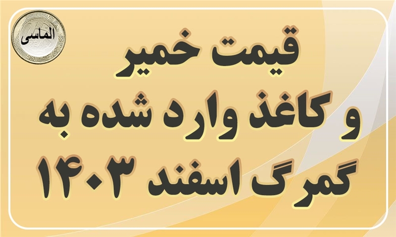 قیمت های خمیر و کاغذ وارد شده به گمرگ اسفند 1403