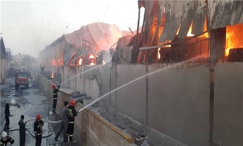 The Carton warehouse of one of Saveh';s factories caught fire