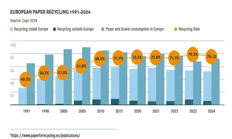 European Paper Recycling Rate Reaches 75.1% in 2024